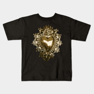 Golden sacred heart mexican handmade shinny tin ornament traditional metalwork Kids T-Shirt